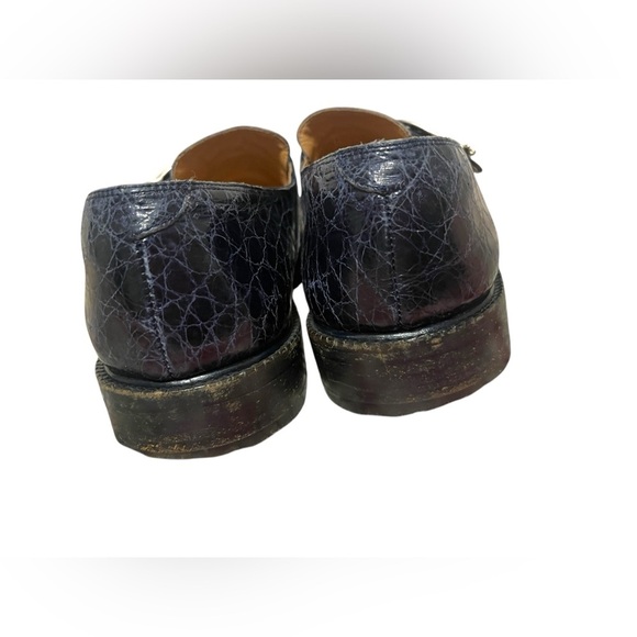 MAURI Alligator BLUE Oxford Monk Strap Alligator Buckle Shoes Men's Size 9 - Picture 10 of 15